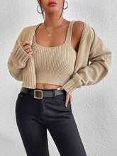 Load image into Gallery viewer, Womens Sweater-Plain Sweater Cami and Cardigan Set
