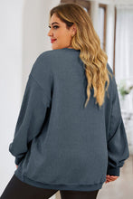 Load image into Gallery viewer, Womens Sweatshirt-Plus Size Lip Ribbed Round Neck Sweatshirt | top
