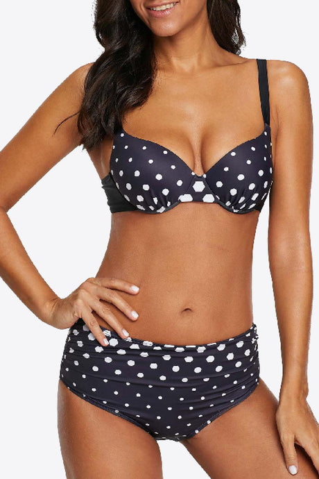 Womens Swimsuit-Polka Dot Summer Spandex Bikini Set