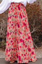 Load image into Gallery viewer, Womens Maxi Skirt-Printed Elastic Waist Pleated Maxi Skirt | skirt
