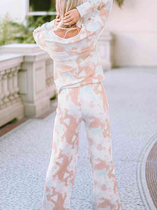 Womens Pants Set-Printed Long Sleeve Top and Wide Leg Pants Lounge Set | pjs