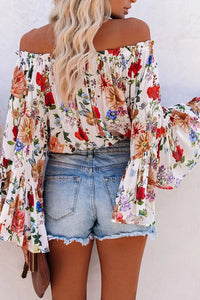 Womens Blouse-Printed Off Shoulder Flare Sleeve Blouse | Tops/Blouses & Shirts