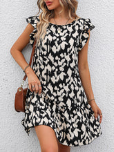 Load image into Gallery viewer, Womens Mini Dress-Printed Round Neck Cap Sleeve Mini Dress
