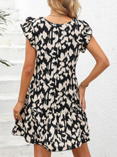 Load image into Gallery viewer, Womens Mini Dress-Printed Round Neck Cap Sleeve Mini Dress
