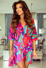 Load image into Gallery viewer, Womens Mini Dress-Printed Ruffled Mini Dress
