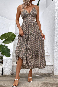 Womens Dress-Printed Spaghetti Strap Tie Back Dress | Dresses/Midi Dresses