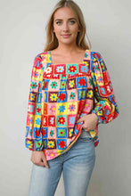 Load image into Gallery viewer, Womens Blouse-Printed Square Neck Balloon Sleeve Top | Tops/Blouses &amp; Shirts
