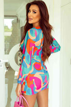 Load image into Gallery viewer, Womens Mini Dress-Printed Surplice Neck Mini Dress
