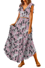 Load image into Gallery viewer, Womens Skirt Set-Printed Tie Back Cropped Top and Maxi Skirt Set | Dresses
