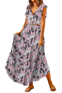 Womens Skirt Set-Printed Tie Back Cropped Top and Maxi Skirt Set | Dresses