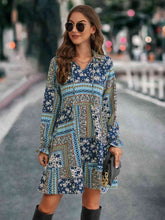 Load image into Gallery viewer, Womens Dress-Printed Tie Front Flounce Sleeve Dress | Dresses/Mini Dresses
