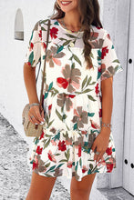 Load image into Gallery viewer, Womens Mini Dress-Printed Tiered Round Neck Mini Dress | Dress
