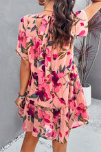 Load image into Gallery viewer, Womens Mini Dress-Printed Tiered Round Neck Mini Dress | Dress
