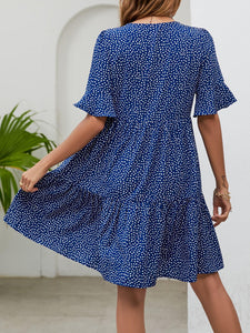 Womens Dress-Printed V-Neck Knee-Length Dress | Dresses/Mini Dresses