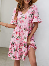 Load image into Gallery viewer, Womens Dress-Printed V-Neck Knee-Length Dress | Dresses/Mini Dresses
