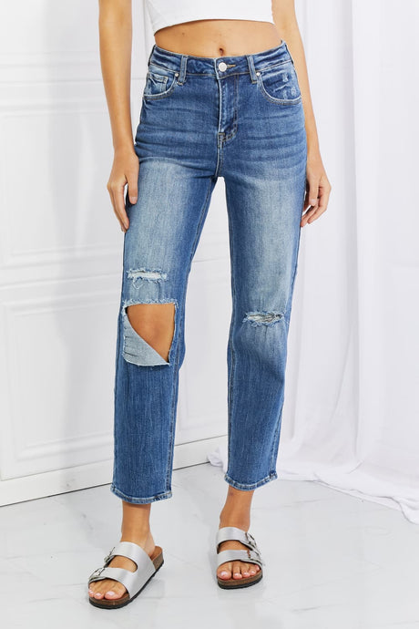 RISEN Full Size Emily High Rise Relaxed Jeans | Blue Jeans