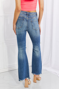 RISEN Full Size Hazel High Rise Distressed Flare Jeans | Blue Jeans