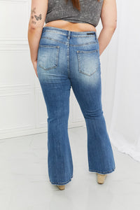 Womens Blue Jeans-RISEN Full Size Iris High Waisted Flare Jeans | Blue Jeans