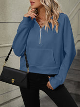 Load image into Gallery viewer, Womens Top-Raglan Sleeve Zip-Up Hoodie with Pocket | Coat &amp; Jacket &amp; Cardigan
