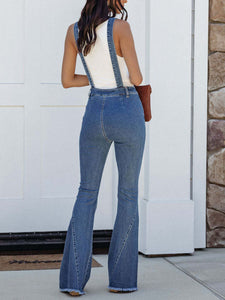 Blue Jean Overall-Blue Jean Raw Hem Denim Overall