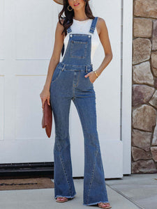 Blue Jean Overall-Blue Jean Raw Hem Denim Overall