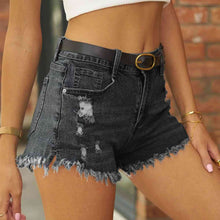 Load image into Gallery viewer, Blue Jean Shorts-Raw Hem Distressed Blue Denim Shorts | blue jean shorts
