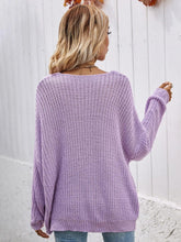 Load image into Gallery viewer, Rib-Knit Drop Shoulder V-Neck Pullover Sweater Broke Girl Philanthropy
