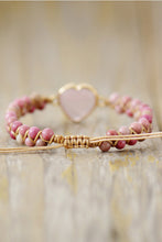 Load image into Gallery viewer, Womens Bracelet-Rose Quartz Heart Beaded Bracelet | Accessories/Jewelry
