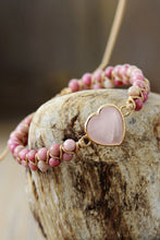 Load image into Gallery viewer, Womens Bracelet-Rose Quartz Heart Beaded Bracelet | Accessories/Jewelry
