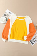 Load image into Gallery viewer, Womens Sweatshirt-Round Neck Dropped Shoulder Color Block Sweatshirt | Top
