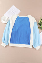 Load image into Gallery viewer, Womens Sweatshirt-Round Neck Dropped Shoulder Color Block Sweatshirt | Top
