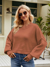 Load image into Gallery viewer, Womens Sweater-Round Neck Dropped Shoulder Sweater
