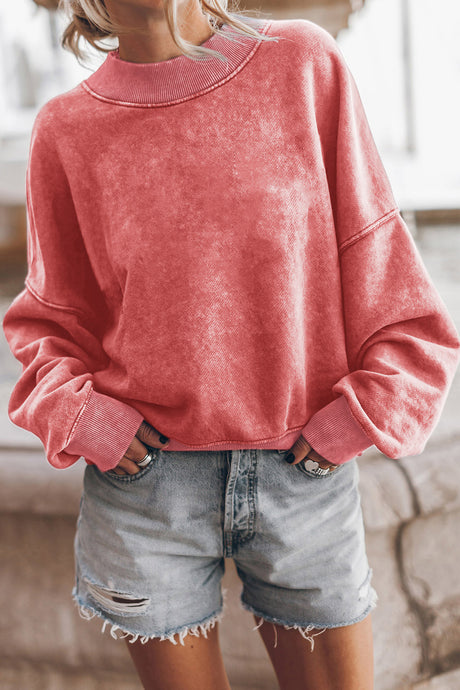 Womens Sweatshirt-Round Neck Dropped Shoulder Sweatshirt