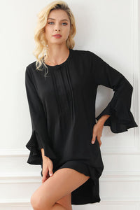 Womens Mini Dress-Round Neck Flare Sleeve Mini Dress | Dress