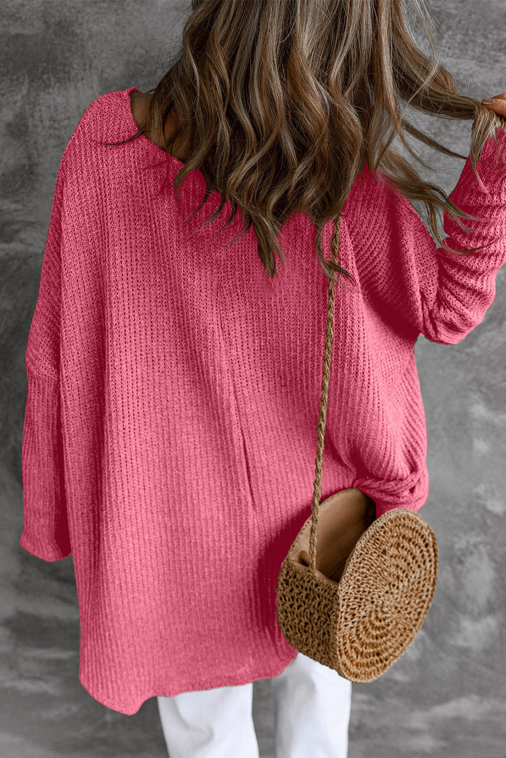 Womens Sweater-Round Neck Hi-Low Sweater