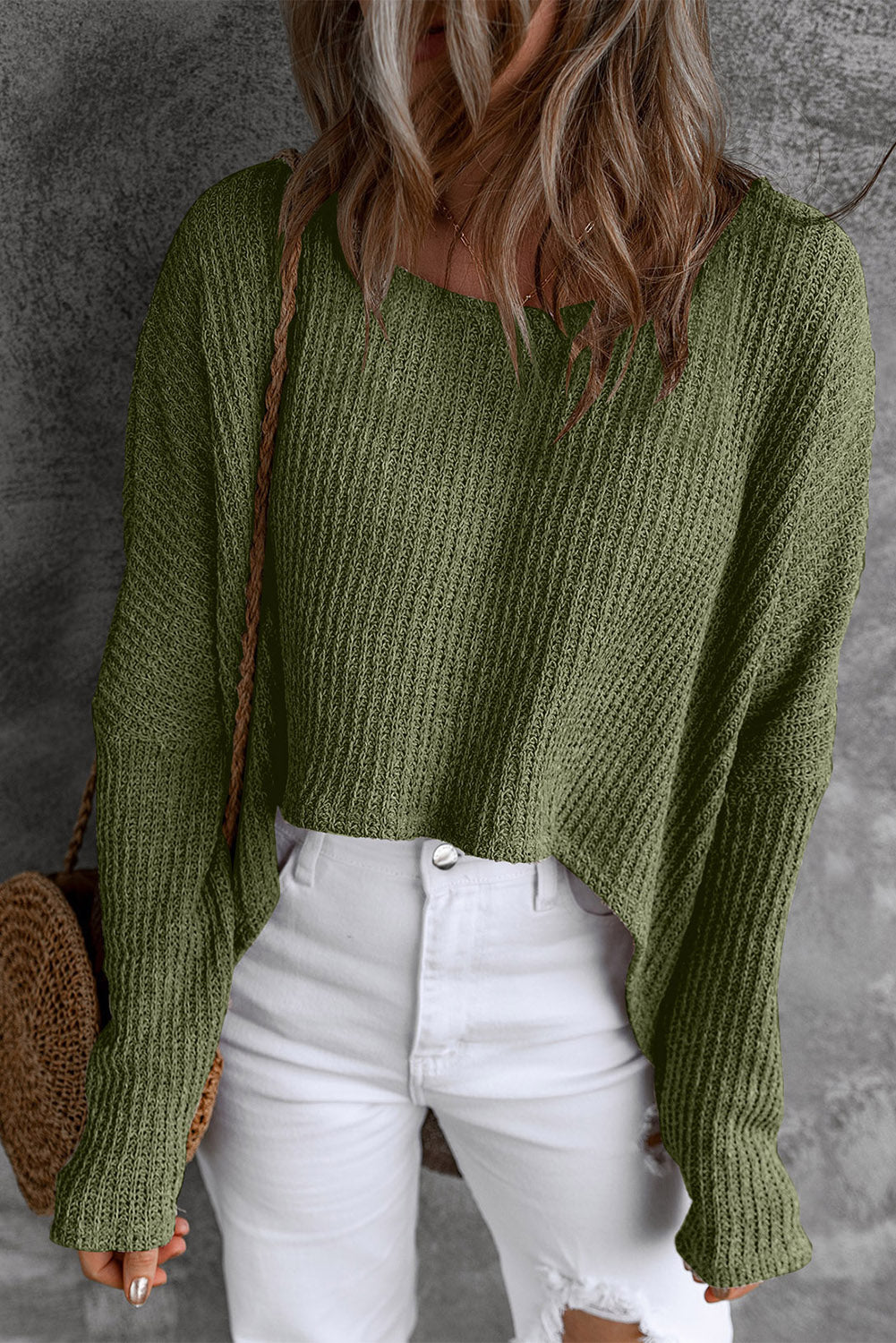 Womens Sweater-Round Neck Hi-Low Sweater