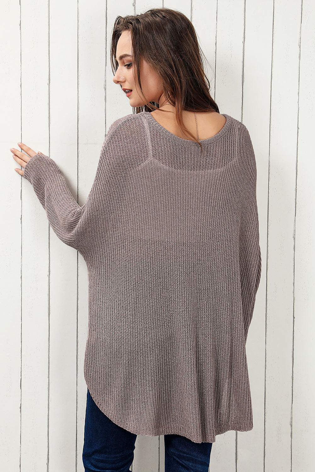 Womens Sweater-Round Neck Hi-Low Sweater