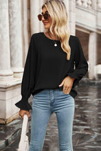 Load image into Gallery viewer, Womens Blouse-Round Neck Long Flounce Sleeve Blouse | Tops/Blouses &amp; Shirts
