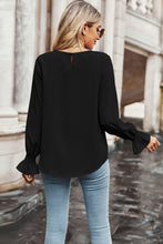 Load image into Gallery viewer, Womens Blouse-Round Neck Long Flounce Sleeve Blouse | Tops/Blouses &amp; Shirts
