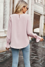 Load image into Gallery viewer, Womens Blouse-Round Neck Long Flounce Sleeve Blouse | Tops/Blouses &amp; Shirts
