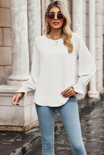 Load image into Gallery viewer, Womens Blouse-Round Neck Long Flounce Sleeve Blouse | Tops/Blouses &amp; Shirts
