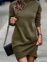 Load image into Gallery viewer, Womens Mini Dress-Round Neck Long Sleeve Mini Dress
