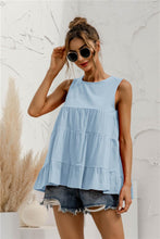 Load image into Gallery viewer, Womens Blouse-Round Neck Tiered Tank Top | Tops/Blouses &amp; Shirts
