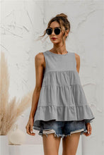 Load image into Gallery viewer, Womens Blouse-Round Neck Tiered Tank Top | Tops/Blouses &amp; Shirts
