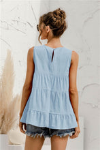 Load image into Gallery viewer, Womens Blouse-Round Neck Tiered Tank Top | Tops/Blouses &amp; Shirts
