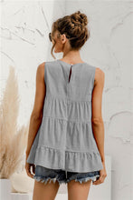 Load image into Gallery viewer, Womens Blouse-Round Neck Tiered Tank Top | Tops/Blouses &amp; Shirts
