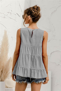 Womens Blouse-Round Neck Tiered Tank Top | Tops/Blouses & Shirts