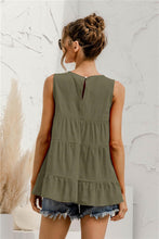 Load image into Gallery viewer, Womens Blouse-Round Neck Tiered Tank Top | Tops/Blouses &amp; Shirts
