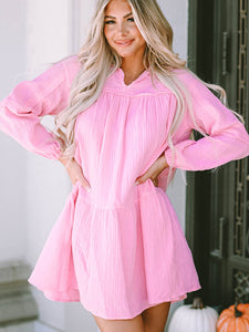 Womens Mini Dress-Ruched Long Sleeve Mini Dress | Dress