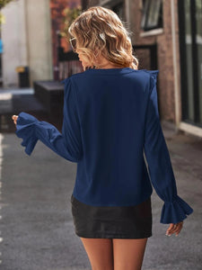 Womens Blouse-Ruffled V-Neck Flounce Sleeve Shirt | Tops/Blouses & Shirts